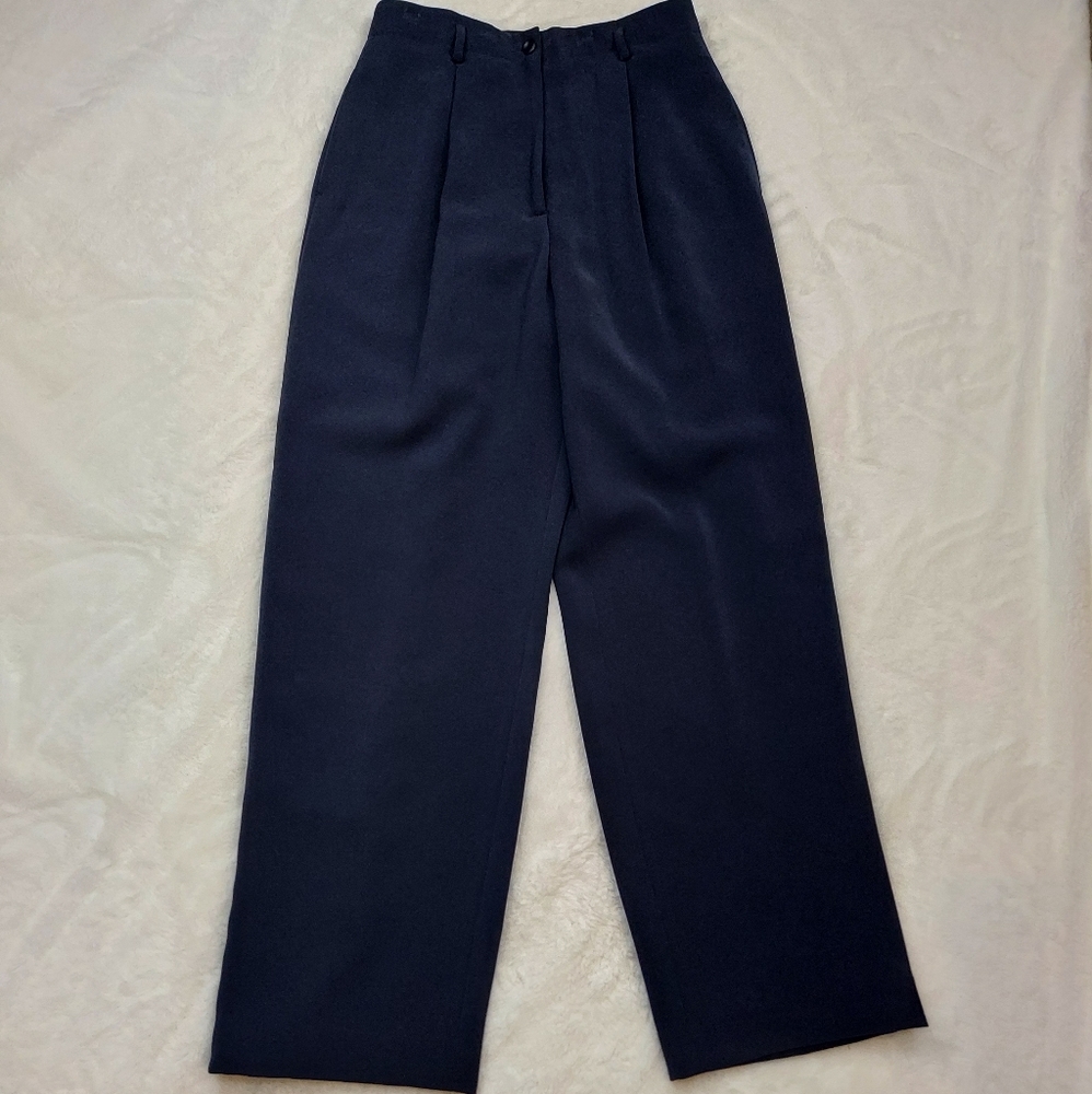 Caslon Nordstrom Dark Blue Midnight Pleated High Waisted Dress Pants Size 8